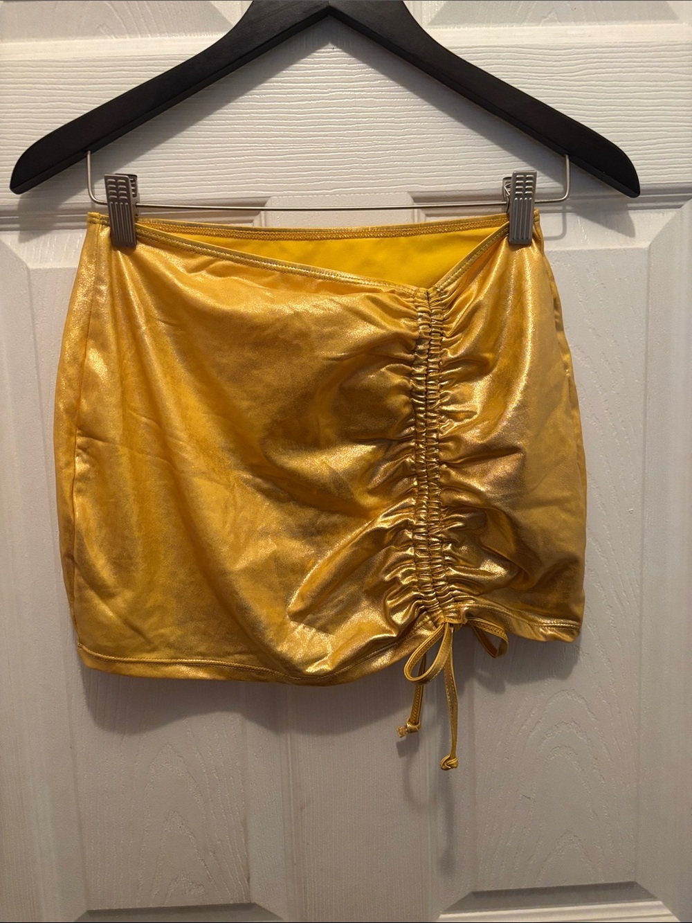 Women's Gold Ruched Mini Skirt - Unbranded